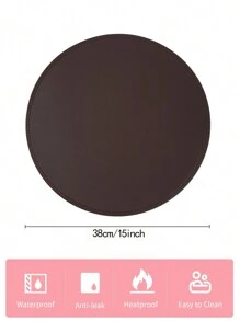1 tấm lót bàn tròn bằng PU chống thấm nước, dễ lau chùi, có thể lau chùi, chống trượt, chịu nhiệt, thiết kế dễ thương, thanh lịch, thảm ăn bằng nhựa PVC, dùng để bày bàn, thảm ăn nhà bếp, trang trí đám cưới ngày lễ - màu đen - Xem 4