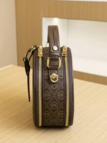 Apfelförmige mehrschichtige Handtasche für Frauen, vintage bedruckte kleine runde Tasche, modische lässige Shopper Umhängetasche, vielseitige elegante Umhängetasche, Neukollektion 2025