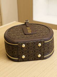 Apfelförmige mehrschichtige Handtasche für Frauen, vintage bedruckte kleine runde Tasche, modische lässige Shopper Umhängetasche, vielseitige elegante Umhängetasche, Neukollektion 2025