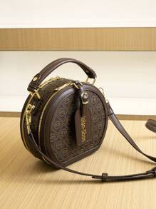 Apfelförmige mehrschichtige Handtasche für Frauen, vintage bedruckte kleine runde Tasche, modische lässige Shopper Umhängetasche, vielseitige elegante Umhängetasche, Neukollektion 2025