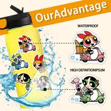 THE POWERPUFF GIRLS 50 miếng dán vinyl dễ thương, hình hoạt hình nữ bay tấn công xung quanh miếng dán chống thấm nước quà tặng cho bình nước máy tính xách tay hành lý đàn ghi ta điện thoại nhật ký sổ lưu niệm, hình dán anime dành cho người lớn [Được cấp phép chính thức] - Nhiều màu - Xem 3