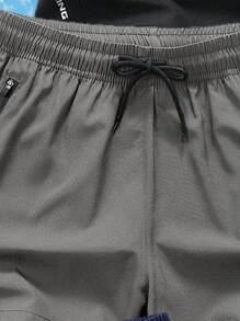 3 Stück/Set Boyfriend Stil Herren Shorts mit Tunnelzug Taille, Reißverschlusstaschen, vielseitig einsetzbar für Lässig Sport