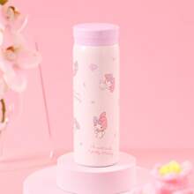 Miniso Botella térmica de agua de acero inoxidable de 280ml/9,47 oz con personajes de anime Sanrio My Melody, kawaii y lindos de caricatura - Rosa - Ver 2