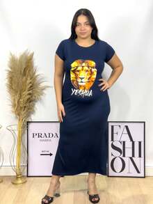 Women's Dress Long Dress Plus Size Dresses Evangelical Dresses Lovito Launch - Navy Blue - View 4