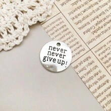 10pcs Inspirational Words Charms Lettering Saying Pendants Engraved Message Charms For Jewelry Making Hand Craft Supplies Jewelry Findings For DIY Necklace Bracelet Earring Key Chains Never Never Give Up She Believed She Could So She Did - Antique Silver - View 2