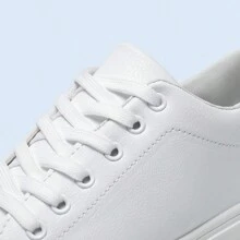 Tênis Branco Masculino de Moda Coreana, Sapatos Esportivos de Estudante, Sapatos de Skate À Prova D'Água e Antiderrapantes - Branco - Visão 5