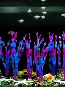 10入組人造海草水族箱塑料植物裝飾，多色人造魚缸裝飾草 - 綠色 - 查看 8