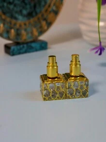 1PC,10ML Square Geometry Pattern Spray Perfume Dispenser Bottle Electroplated Gold Mini Travel Portable Empty Bottle - Multicolor - View 9