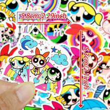 THE POWERPUFF GIRLS 50张可爱卡通贴纸，防水乙烯基贴纸，适用于水瓶、笔记本电脑、剪贴簿、滑板，生日礼物贴纸包[官方授权] - 彩色 - 查看 2