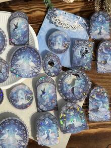 20 tờ Gói nhãn dán mực trắng không thấm nước PET cổ điển, Chủ đề giấc mơ ren, Bầu trời đêm, Hồ thiên nga, Nhãn dán giả tưởng cổ điển, để ghi nhật ký và sổ lưu niệm - Nhiều màu - Xem 13