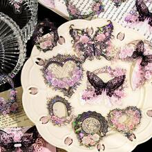 ملصقات حيوانات مائية ٢٠ ورقة (حزمة واحدة) من الديكور اليدوي للسكرابوك بتصميم سماء الدانتيل، البجع، الفراشات والزهور