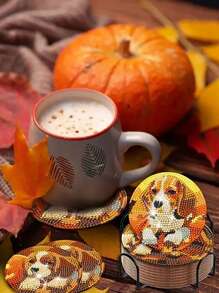 8 Cái/bộ Bộ Coaster Tranh Kim Cương Nhân Tạo Hình Mặt Trăng Bí Ẩn, Bộ Đế Lót Ly Tranh Kim Cương Nhân Tạo Hình Con Công, Có Giá Đỡ, Thích Hợp Cho Người Mới Bắt Đầu Và Người Lớn Làm Nghệ Thuật Coaster DIY, Phụ Kiện Cho Nghề Vẽ Tranh Kim Cương Nhân Tạo - Nhiều màu - Xem 4