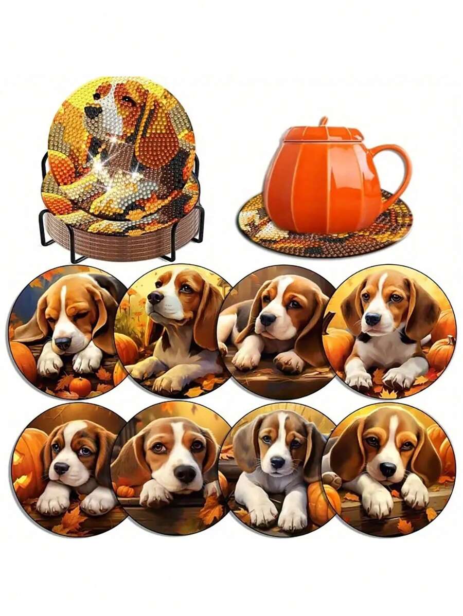 8 Cái/bộ Bộ Coaster Tranh Kim Cương Nhân Tạo Hình Mặt Trăng Bí Ẩn, Bộ Đế Lót Ly Tranh Kim Cương Nhân Tạo Hình Con Công, Có Giá Đỡ, Thích Hợp Cho Người Mới Bắt Đầu Và Người Lớn Làm Nghệ Thuật Coaster DIY, Phụ Kiện Cho Nghề Vẽ Tranh Kim Cương Nhân Tạo