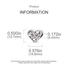 1 pièce Charm perles en forme de cœur avec zircone cubiques roses exquis de couleur argent, convient pour les bracelets serpent, les colliers pendentifs. Idéal pour la fabrication de bijoux DIY, cadeau pour petite amie pour la Saint-Valentin, anniversaire