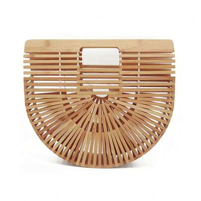 Beach Bag Wooden Purse Bamboo Handbag Bags For Women With Insert Handmade Tote Bags Woven Tote Bag For Women