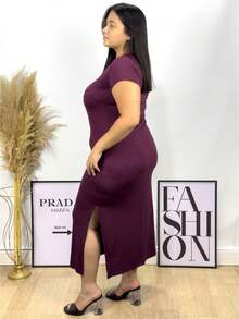 Women's Dress Long Dress Plus Size Dresses Evangelical Dresses Lovito Launch - 紫紅色 - 查看 2