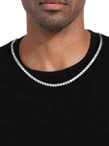 1pc Fashionable And Splendid Three-Pronged Classic Cubic Zirconia Men's Necklace