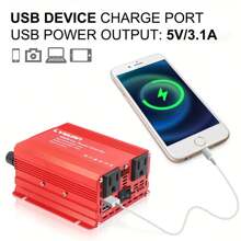 1 X Inversor de energía para coche de 500W, convertidor de 12V a 110V con 2 tomas de corriente, 2 puertos USB y pantalla LED para coche