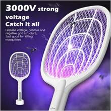 Electric Mosquito Fly Swatter Zapper Racket Handheld Bug Insect Pest Wasp Killer - 彩色 - 查看 1
