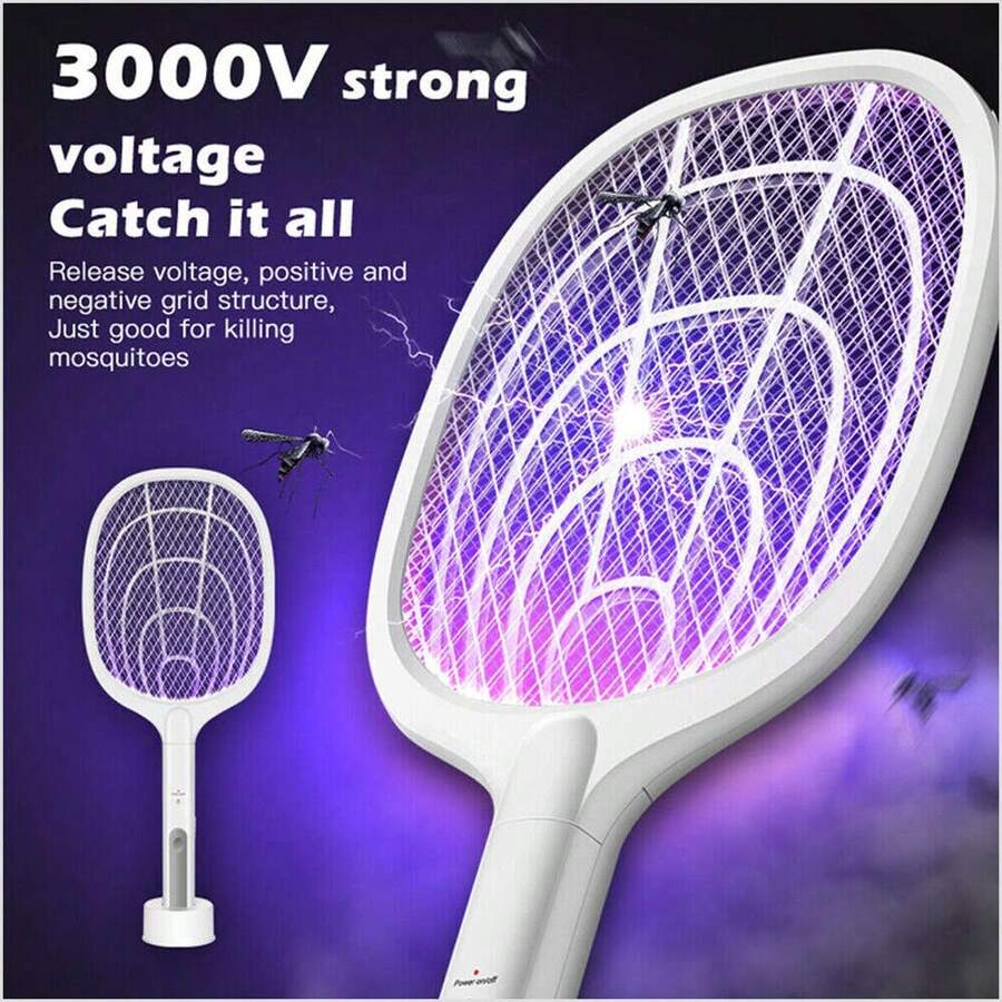 Electric Mosquito Fly Swatter Zapper Racket Handheld Bug Insect Pest Wasp Killer - 彩色 - 查看 1