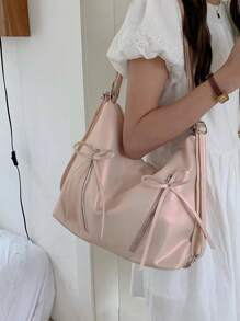 Bowknot Backpack For Women, Fashionable Korean Style Tote Bag With Large Capacity, Suitable For Traveling, Walking And Shopping