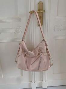 Bowknot Backpack For Women, Fashionable Korean Style Tote Bag With Large Capacity, Suitable For Traveling, Walking And Shopping