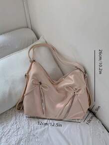 Bowknot Backpack For Women, Fashionable Korean Style Tote Bag With Large Capacity, Suitable For Traveling, Walking And Shopping