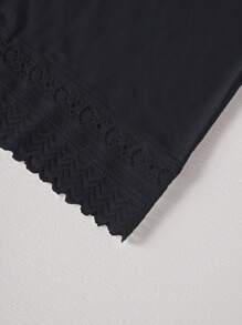 3 piezas Bragas de bikini con panel de encaje transpirable de talla grande, negro