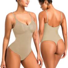 Women's Full Body Slimming Bodysuit Shapers - Thong - Beige - 查看 2