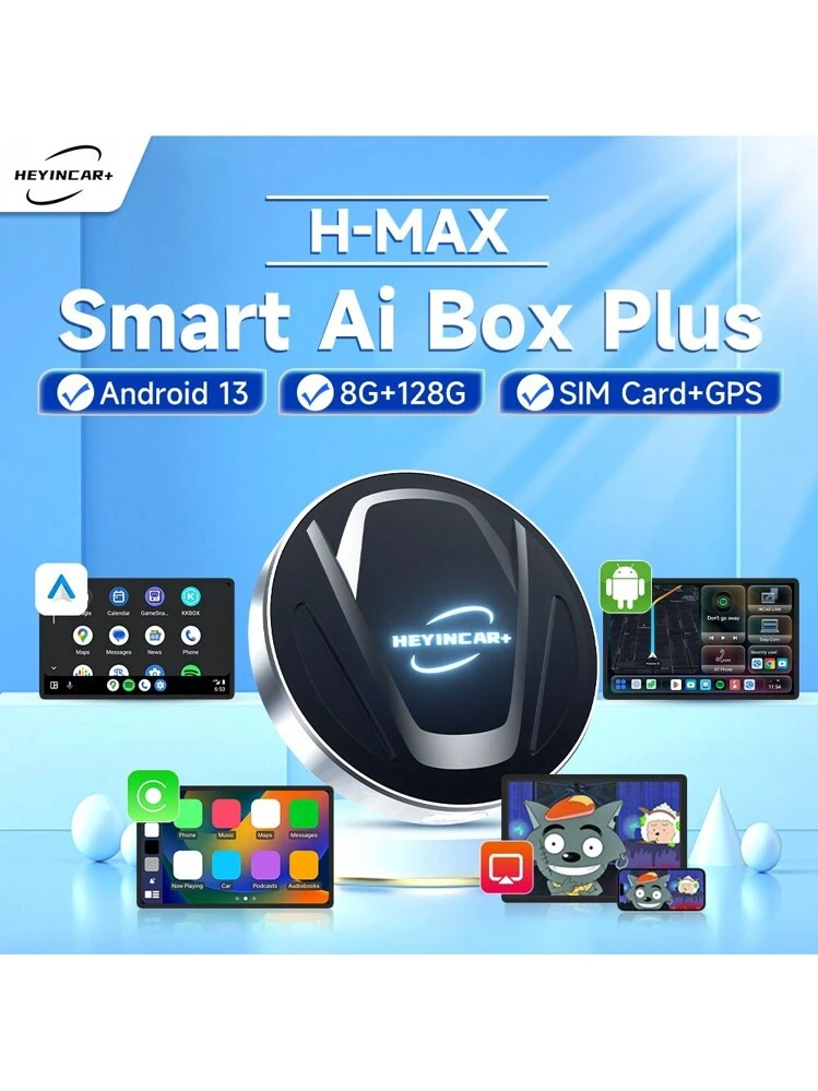 HEYINCAR＋ H-MAX CarPlay AI Box Android13 2025 New HEYINCAR CarPlay Smart Ai tv Box Plus Android 13