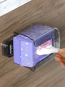 1入組吸盤式濕巾儲物盒，壁掛式面紙盒，適用於臉巾、廚房、浴室、衛生間，馬桶紙掛置盒 - 彩色 - 查看 6