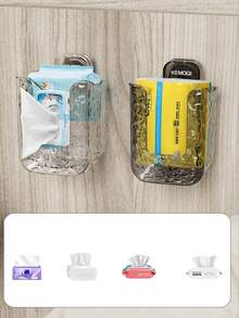 1入組吸盤式濕巾儲物盒，壁掛式面紙盒，適用於臉巾、廚房、浴室、衛生間，馬桶紙掛置盒 - 彩色 - 查看 7