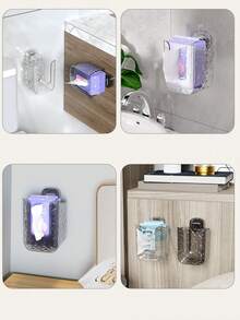 1入組吸盤式濕巾儲物盒，壁掛式面紙盒，適用於臉巾、廚房、浴室、衛生間，馬桶紙掛置盒 - 彩色 - 查看 5