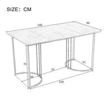 KOMHTOM Table de salle à manger (140x80x75 cm, seulement table), rectangulaire Table de cuisine aspect marbre Table de salle à manger, pieds en métal - Doré - Voir 2
