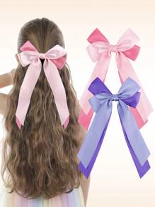 2 件蝴蝶结发带撞色蝴蝶结发夹长尾蝴蝶结发饰鳄鱼夹可爱蝴蝶结发饰适合少女礼物
