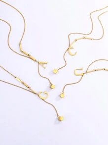 Collar dorado con colgante de borla minimalista de moda con letra de cubo de 26 piezas con estilo europeo y americano INS para mujer, hecho de acero inoxidable con baño de 18K, antidesvanecimiento, adecuado para uso diario y de festival en verano