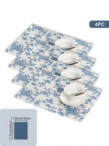 1 pieza Corredor de mesa rectangular de estilo bohemio con impresión de flores azules estilo rosa vintage de poliéster, mantel individual de tela con estampado floral bohemio en azul oscuro, adecuado para decoración de mesa de cocina vintage y de temporada para fiestas en el hogar