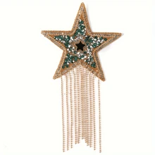 1 grote, nieuwe, veelkleurige, vijfhoekige stervormige kwast
met kristallen strass-steentjes voor hittereparatie, decoratief strijkijzer
voor kleding, schoenen en hoeden, en DIY-patroonaccessoires voor bagage