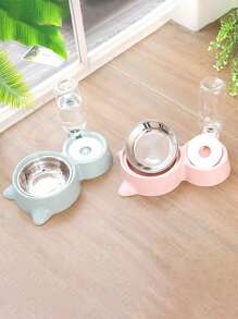 1 Set Di Ciotole Per L'alimentazione Di Cani E Gatti Di Piccole/Medie Dimensioni, Distributore Automatico Di Acqua E Piatti Per Il Cibo Dei Animali Domestici, Doppia Ciotola In Acciaio Inossidabile Per Forniture Di Animali Domestici