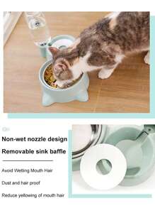 1 Set Di Ciotole Per L'alimentazione Di Cani E Gatti Di Piccole/Medie Dimensioni, Distributore Automatico Di Acqua E Piatti Per Il Cibo Dei Animali Domestici, Doppia Ciotola In Acciaio Inossidabile Per Forniture Di Animali Domestici