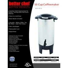 Better Chef 10 To 50 Cup Stainless Steel Urn Coffeemaker
