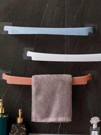 1入組壁掛式無需鑽孔浴室毛巾架，鞋架和排水收納組織架，可延伸雙桿，適用於浴室，廁所和門等地方