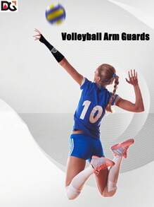 1pair Black Spandex Volleyball Arm Sleeves, Compressed Breathable Arm Guards For Men, Women, And Youth, Volleyball Training Protective Gear