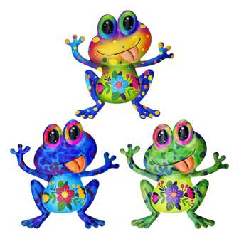 1pc/3pcs Creative Metal Frog Decoration, Colorful Metal Frog Ornaments Suitable For Indoor And Outdoor Decoration, Home Decor, Garden Decor, Yard Decor, Party Decor, Porch Decor, Wall Decor, Fence Decor, Holiday Decor, Wedding Decor, Perfect Gift For Frog Lovers