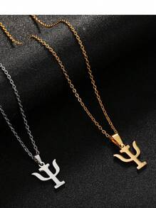 1 件个性化创意心理学符号吊坠项链，时尚不锈钢锁骨链配饰，适合女士 - 項鍊 - 查看 1