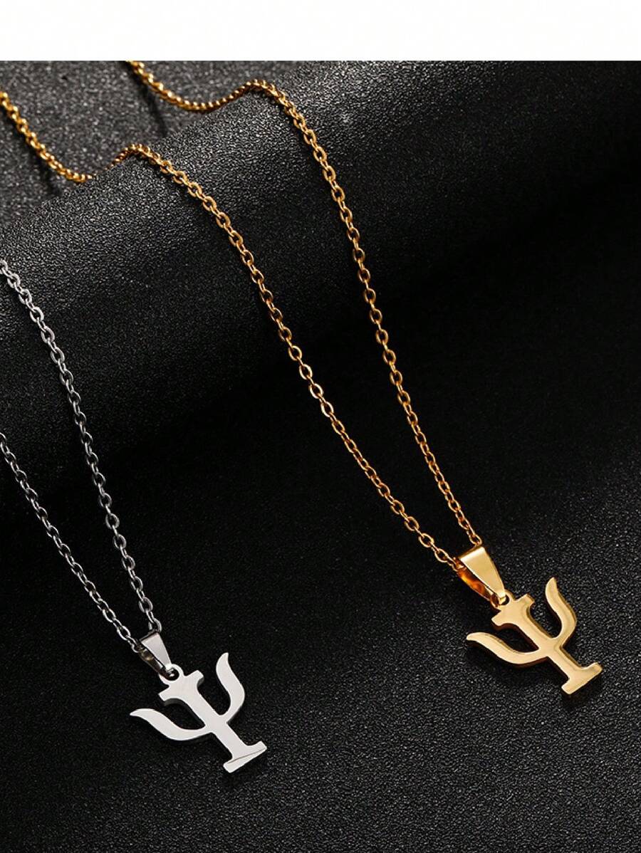 1 件个性化创意心理学符号吊坠项链，时尚不锈钢锁骨链配饰，适合女士 - 項鍊 - 查看 1