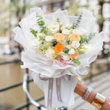 20 张金边鲜花包装纸，DIY 工艺品，礼品包装或礼盒包装，防水鲜花包装纸 22.8X22.8 英寸花店花束用品，金边， - 魔術邊白 - 查看 5