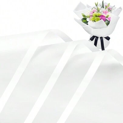 20Counts Gold Edge Fresh Flowers Wrapping Paper,DIY Crafts,Gift Packaging Or Gift Box Packaging,Waterproof Flower Wrapping Paper 22.8X22.8 Inches Florist Bouquet Supplies,Gold Edge,