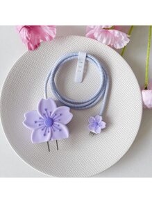 4pcs Colorful Flower Printed Case Set Compatible With Apple 20w Fast Charger And Data Cable Protection Cable Protector, Charger Protector