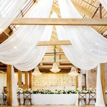 1 pezzo, Striscione per arco da matrimonio lungo 315 pollici, tendaggi di chiffon bianchi trasparenti per decorazioni per cerimonie di matrimonio e fidanzamento, decorazioni per scene, decorazioni per la casa, ristoranti, sfondi per palcoscenici scolastici, decorazioni per il giardino